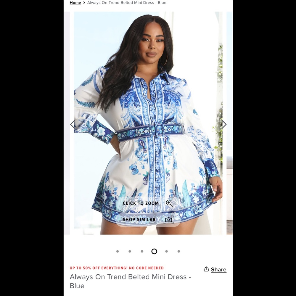 Blue and white dress